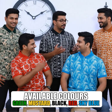 Set of 5 Designer Printed Polo Half Sleeves T-Shirts (5PT27) - Image 5
