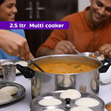 Stainless Steel Big Multi Cooker + 16 Cavity Idli Rack (1MMC2) - Image 3