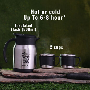 Stainless Steel Insulated Tea Kettle (500 ml) With 2 Steel Cups (1TK2C) - Image 3