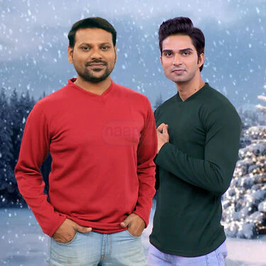 Stylish Full Sleeves V Neck T-Shirts  BOGO (2VT1) - Image 2