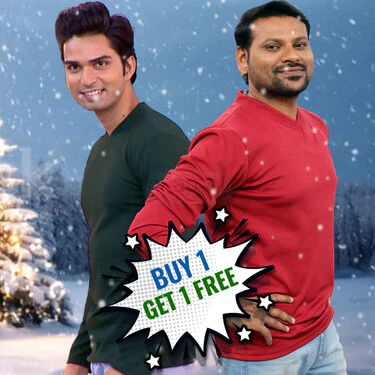 Stylish Full Sleeves V Neck T-Shirts  BOGO (2VT1) - Image 5