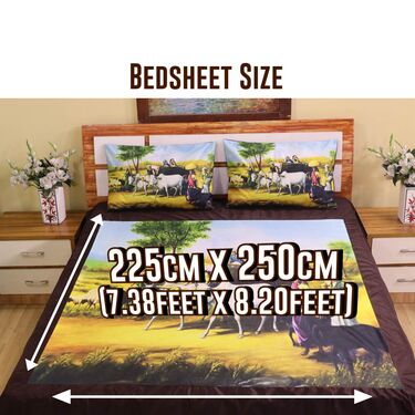 Velvet Digital Printed Double Bedsheet with 2 Pillow Covers (DBS21) - Image 3