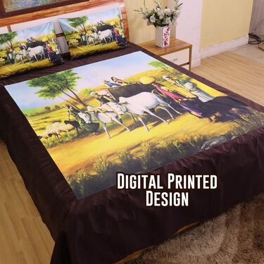 Velvet Digital Printed Double Bedsheet with 2 Pillow Covers (DBS21) - Image 6
