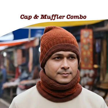 Winter Extra Warm Velvet Cap And Muffler Combo (WWC3) - Image 2