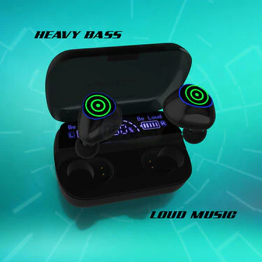 Wireless Bluetooth Earbuds With inbuilt Screen & Powerbank With Free Multipurpose Cable Kit & Mobile Stand (TWS65) - Image 3
