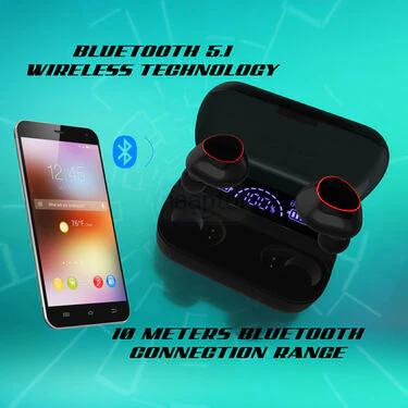 Wireless Bluetooth Earbuds With inbuilt Screen & Powerbank With Free Multipurpose Cable Kit & Mobile Stand (TWS65) - Image 4