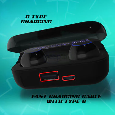 Wireless Bluetooth Earbuds With inbuilt Screen & Powerbank With Free Multipurpose Cable Kit & Mobile Stand (TWS65) - Image 7