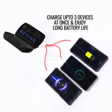 Wireless Bluetooth Earpod With Charging Chase Torch & Inbuilt Powerbank + FREE 3 In 1 Charging Cable (TWS62) - Image 6