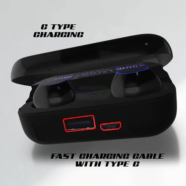 Wireless Earpods with Charging Inbuilt Power Bank M10 with Free 4 in 1 USB Charger Cable (TWS68) - Image 3