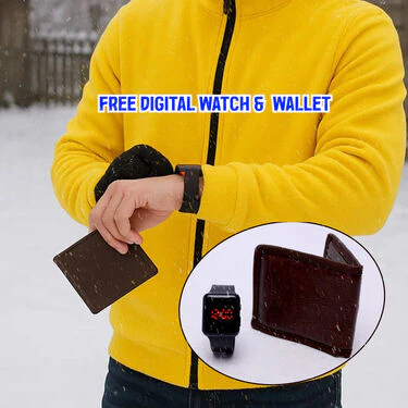 Yellow Fleece Jacket with Digital Watch And Wallet Free (1FJ9Y) - Image 4